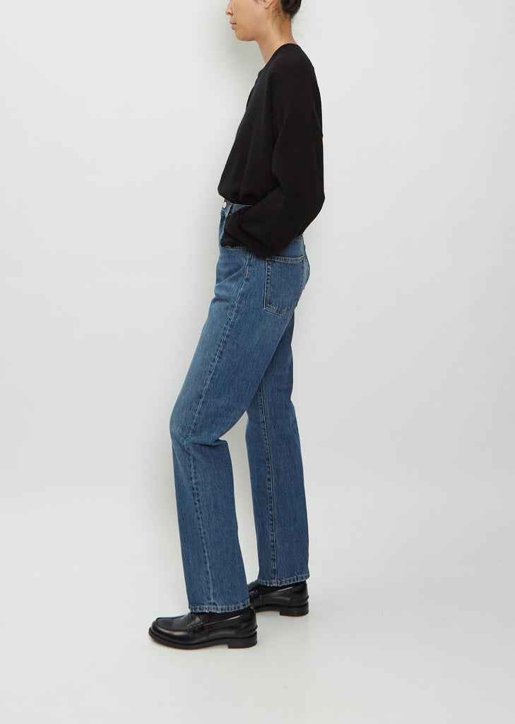 Wular Straight Cotton Denim Pants — Washed Blue