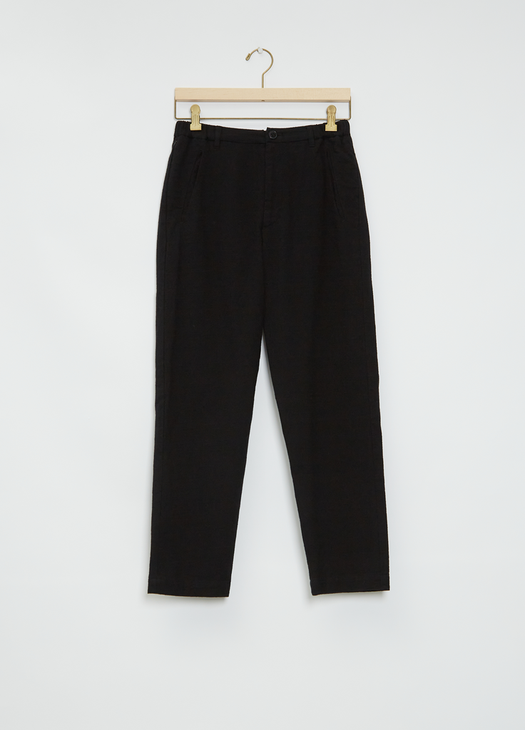 Straight Cotton Linen Trousers — Black