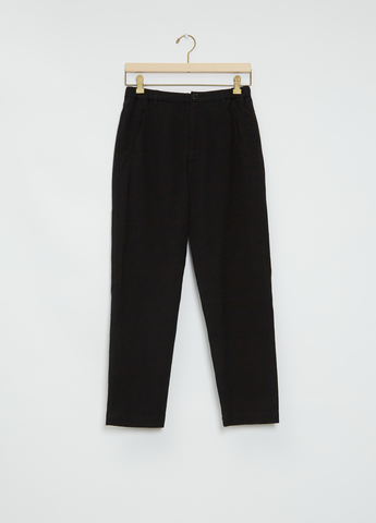 Straight Cotton Linen Trousers — Black