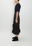 Long Fishtail Gathered Taffeta Skirt