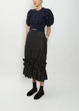 Long Fishtail Gathered Taffeta Skirt
