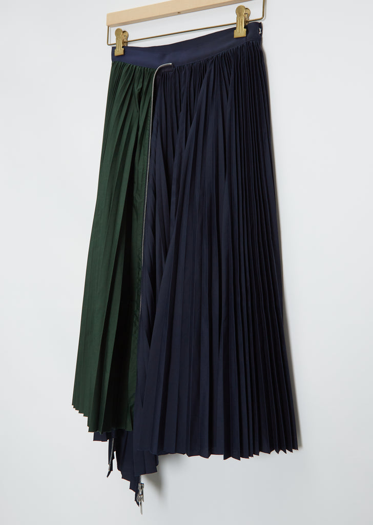 Technical Cotton Zippered Pleated Skirt