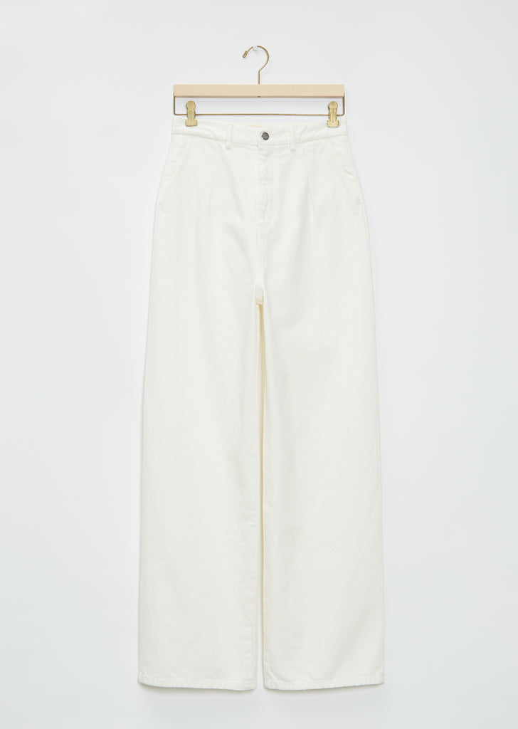 Attu Wide-Leg Cotton Denim Pants — Ivory