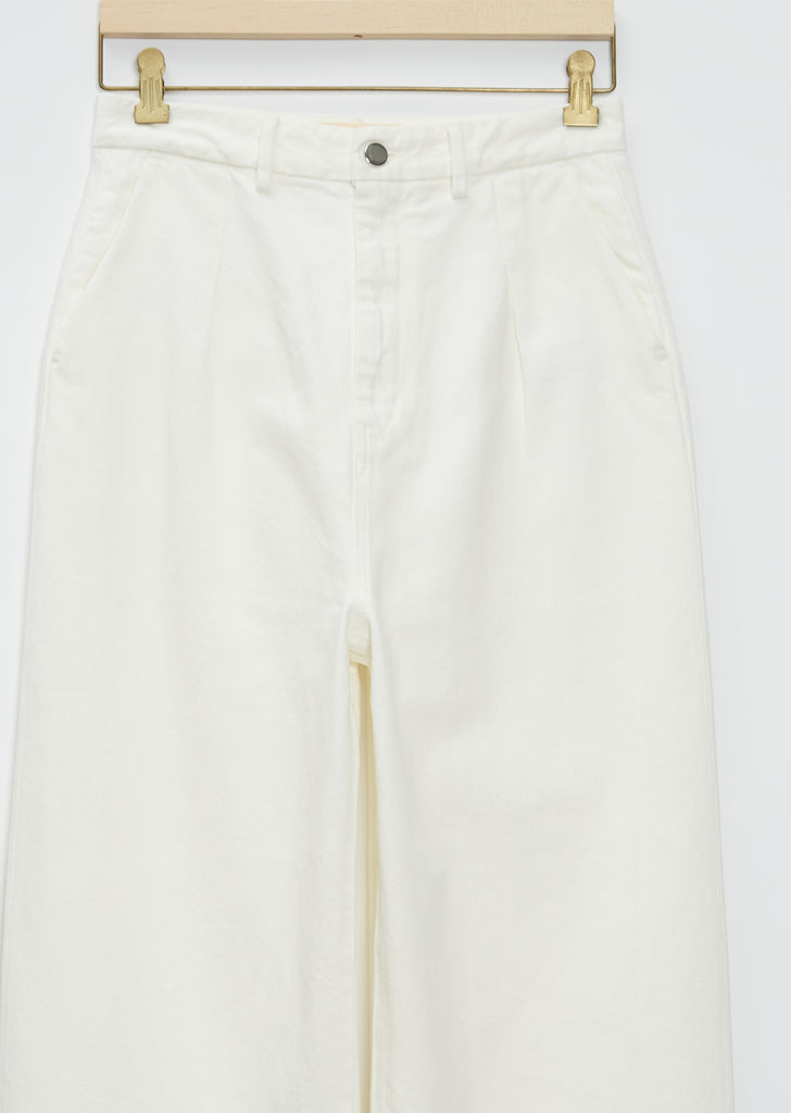 Attu Wide-Leg Cotton Denim Pants — Ivory
