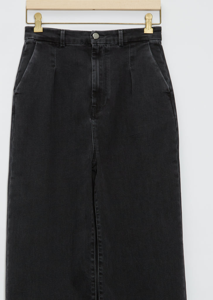 Attu Wide-Leg Cotton Denim Pants — Washed Grey