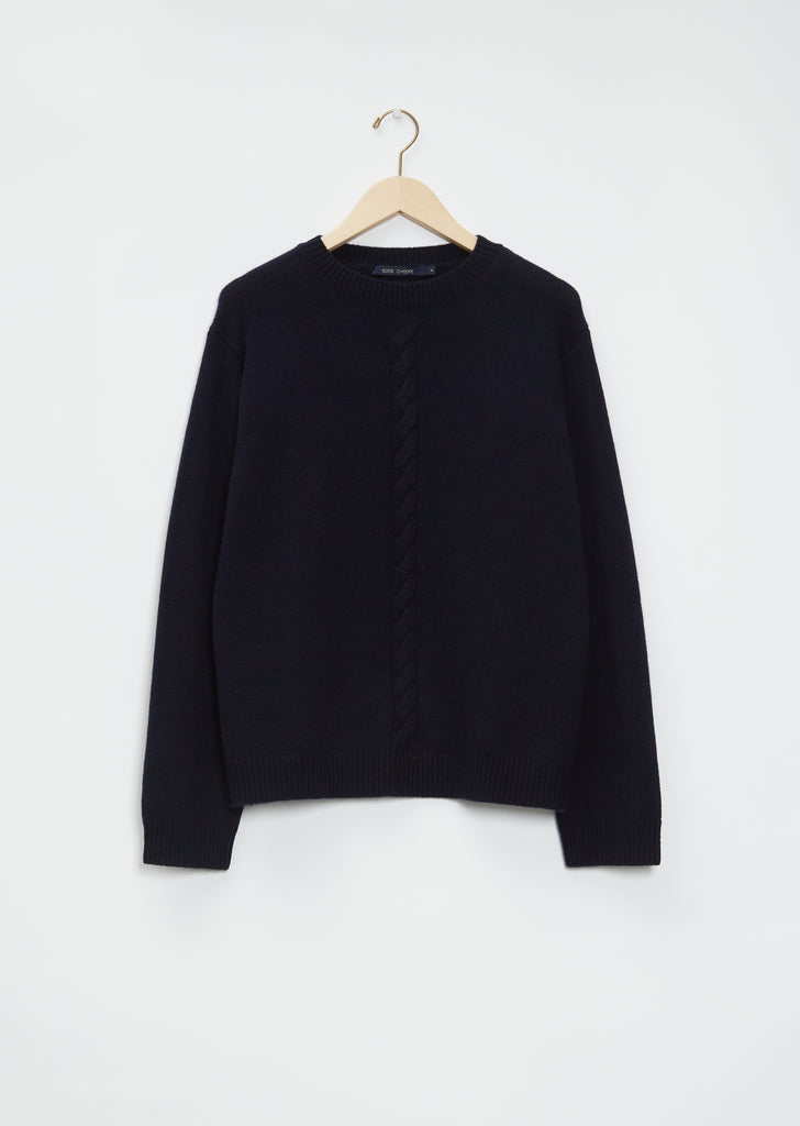 Mood Front Cable Cashmere Sweater — Dark Navy