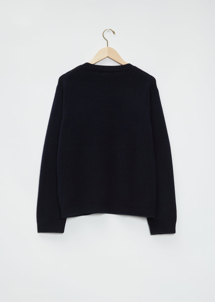 Mood Front Cable Cashmere Sweater — Dark Navy