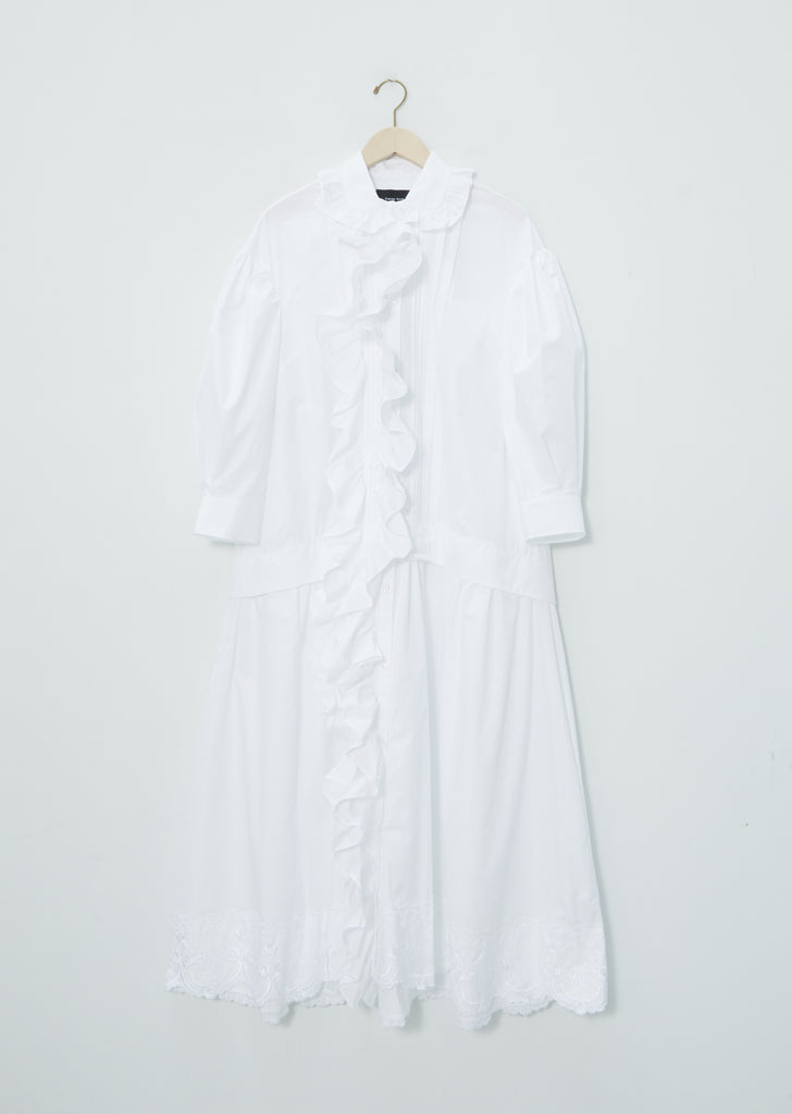 Frill Front Pleated Smock Dress