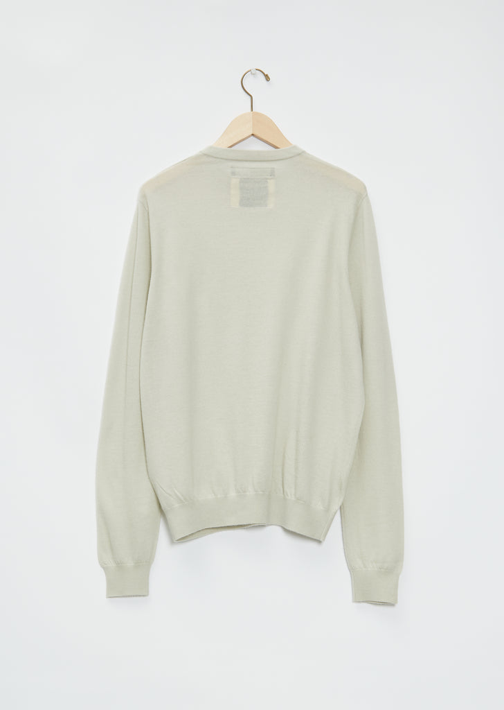 Boyfriend R-Neck Cashmere Sweater — Silver Green