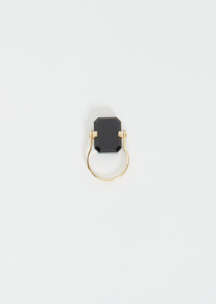 Sandwich Deco Ring — Green & Black Agate