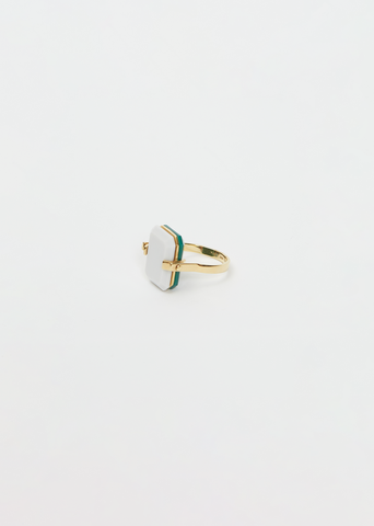 Sandwich Deco Ring — White & Green Agate