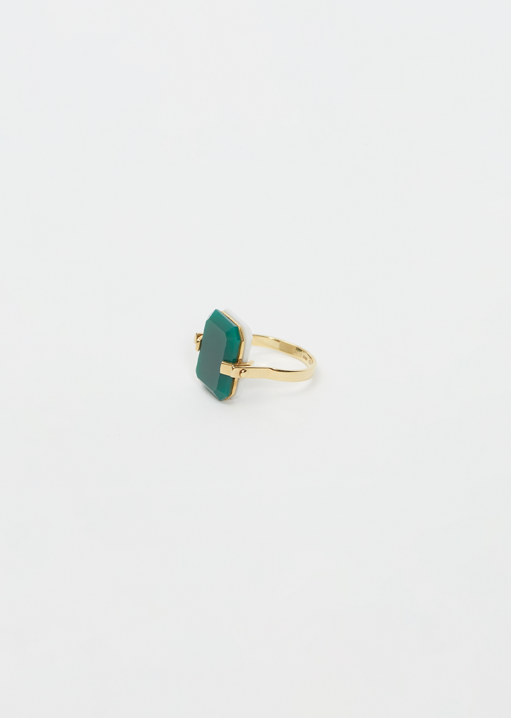 Sandwich Deco Ring — White & Green Agate