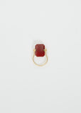 Sandwich Deco Ring — Gold Pink Opal & Carnelian