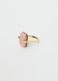 Sandwich Deco Ring — Gold Pink Opal & Carnelian
