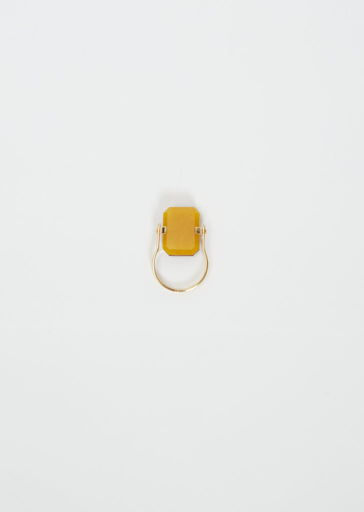 Sandwich Deco Ring — Carnelian & Yellow Jade