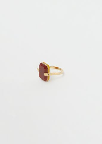 Sandwich Deco Ring — Carnelian & Yellow Jade