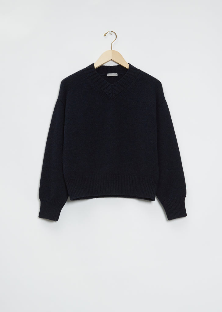 Wide Trim Cashmere V-Neck