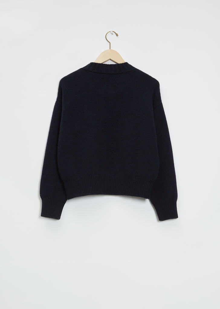Wide Trim Cashmere V-Neck