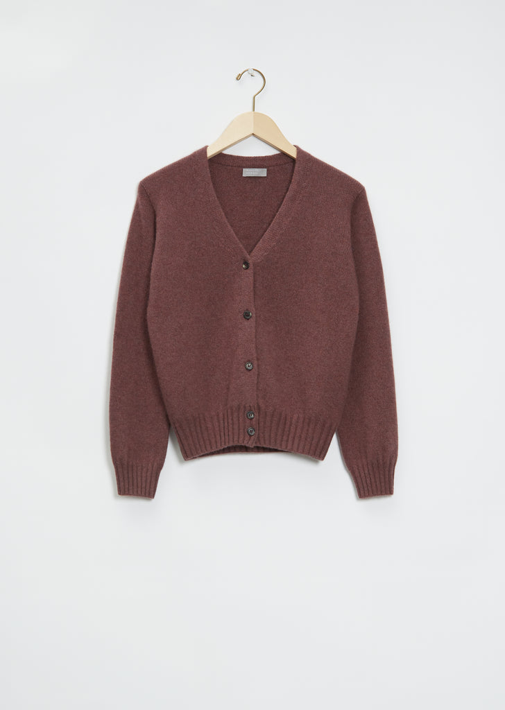 Seamless V-Neck Cashmere Cardigan — Heather