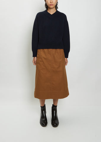 Wide Trim Cashmere V-Neck