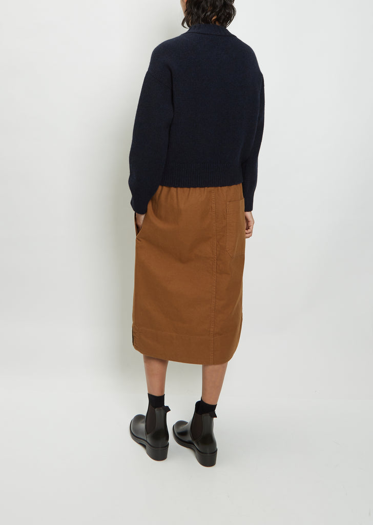 Wide Trim Cashmere V-Neck