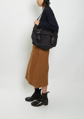 Medium Gabardine Messenger Bag — Black