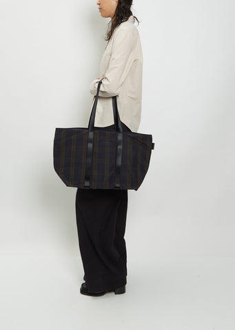 Medium Polyester Memory Tote — Plaid