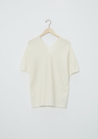 Short Sleeve V Neck Sweater — Off White