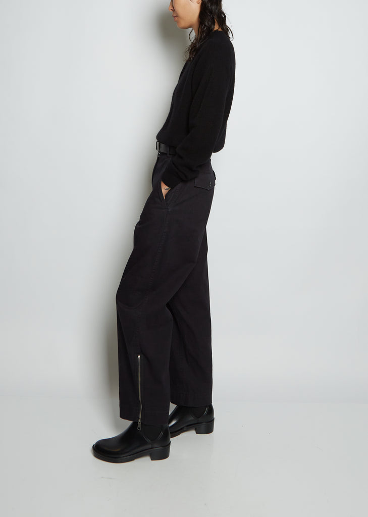 Zip Adjuster Cotton Trousers