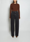 Attu Wide-Leg Cotton Denim Pants — Washed Grey