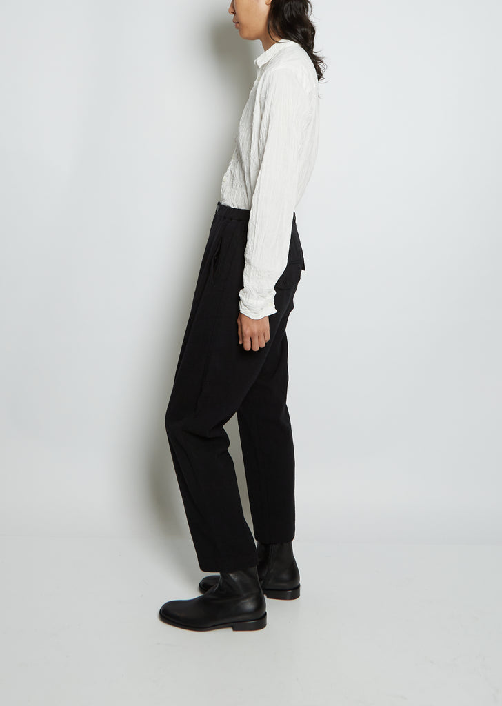Straight Cotton Linen Trousers — Black