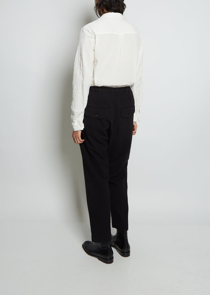 Straight Cotton Linen Trousers — Black