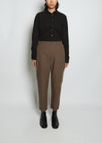 Straight Cotton Linen Trousers — Khaki