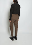 Straight Cotton Linen Trousers — Khaki