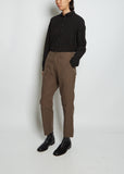 Straight Cotton Linen Trousers — Khaki