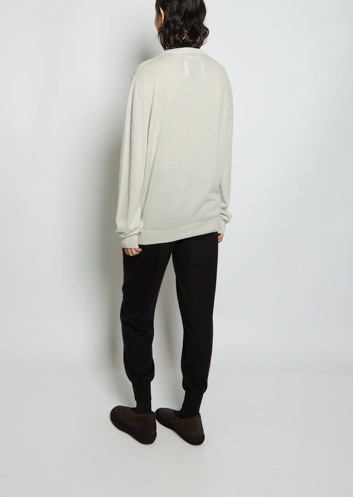 Boyfriend R-Neck Cashmere Sweater — Silver Green