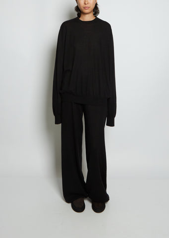 Boyfriend R-Neck Cashmere Sweater —  Black