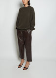 Boyfriend R-Neck Cashmere Sweater — Black Olive