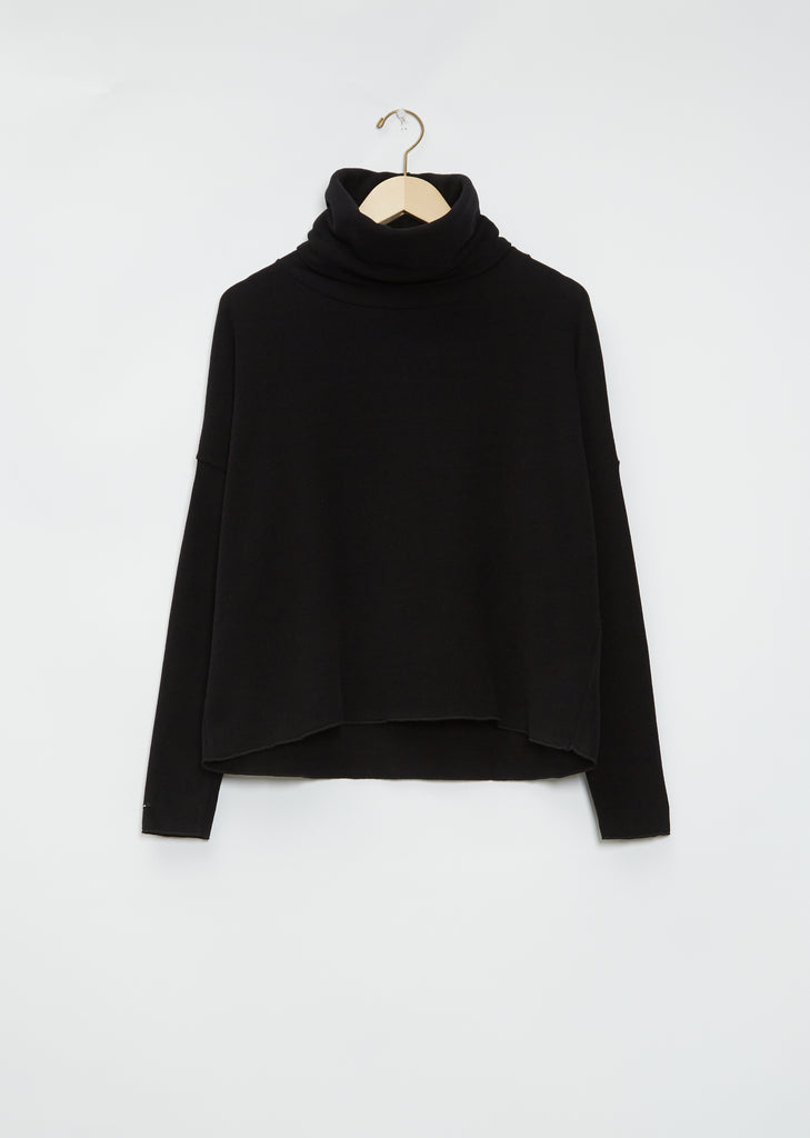 Short Cotton Turtleneck — Black