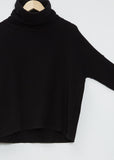 Short Cotton Turtleneck — Black