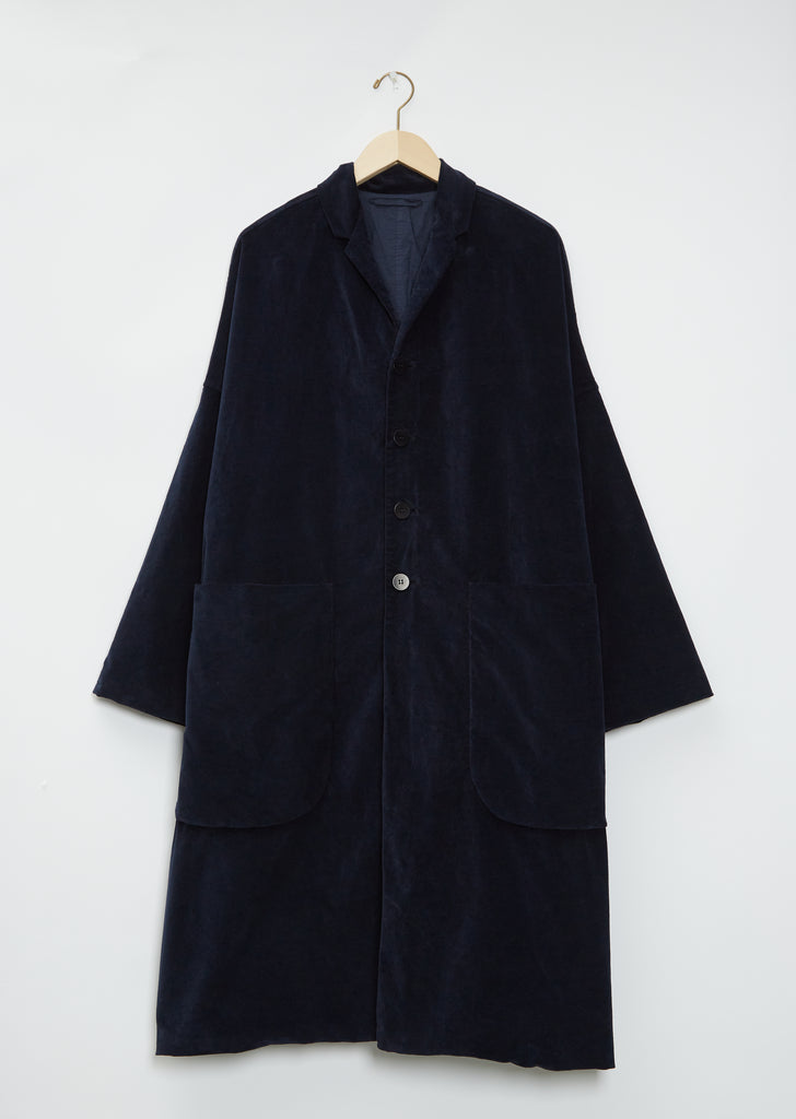 Velvet Loose Coat — Navy