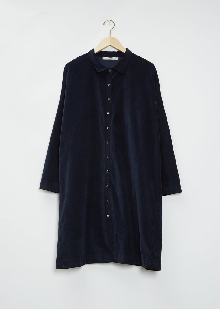 Velvet Collar Dress — Navy