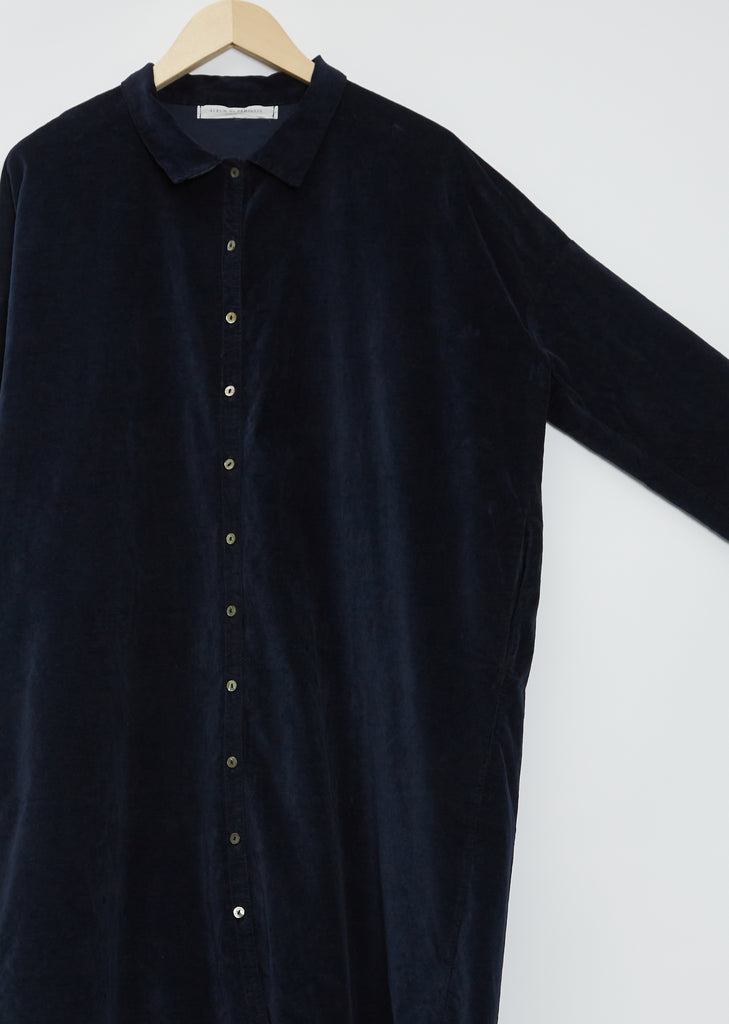 Velvet Collar Dress — Navy