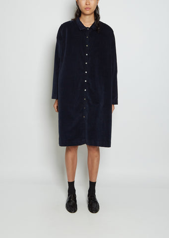 Velvet Collar Dress — Navy