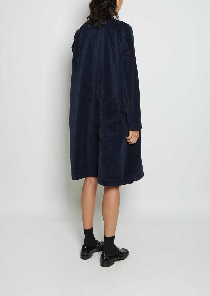 Velvet Collar Dress — Navy