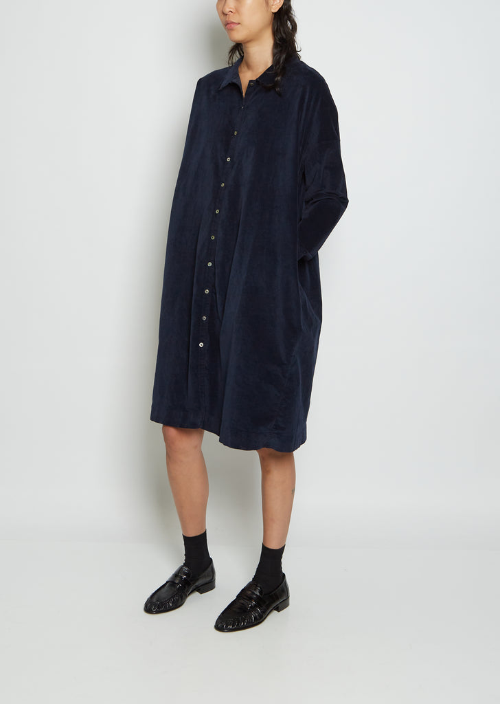 Velvet Collar Dress — Navy