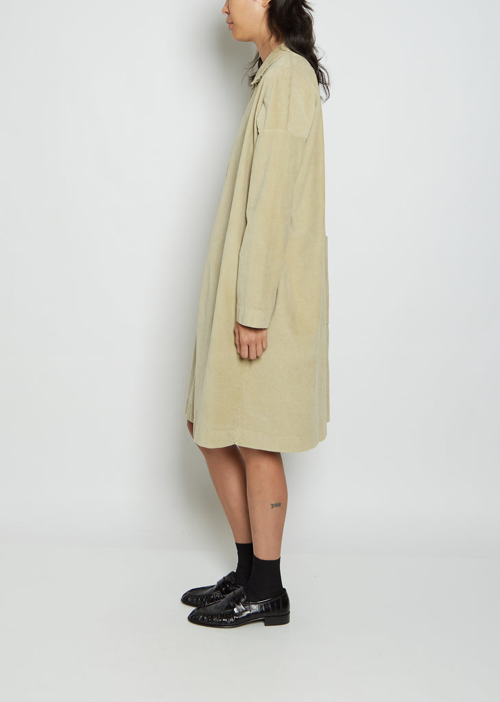 Velvet Collar Dress — Beige