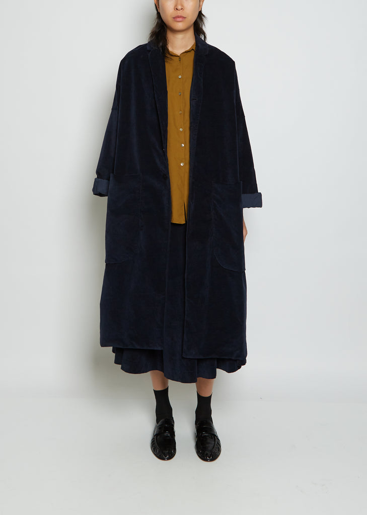 Velvet Loose Coat — Navy