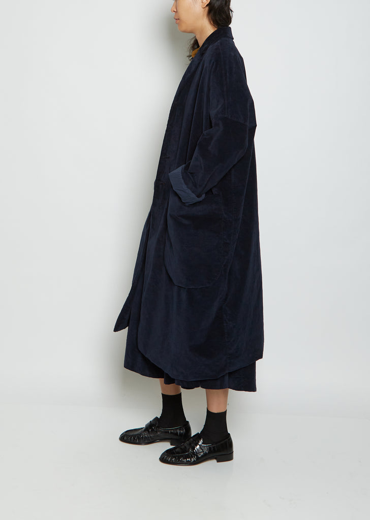 Velvet Loose Coat — Navy