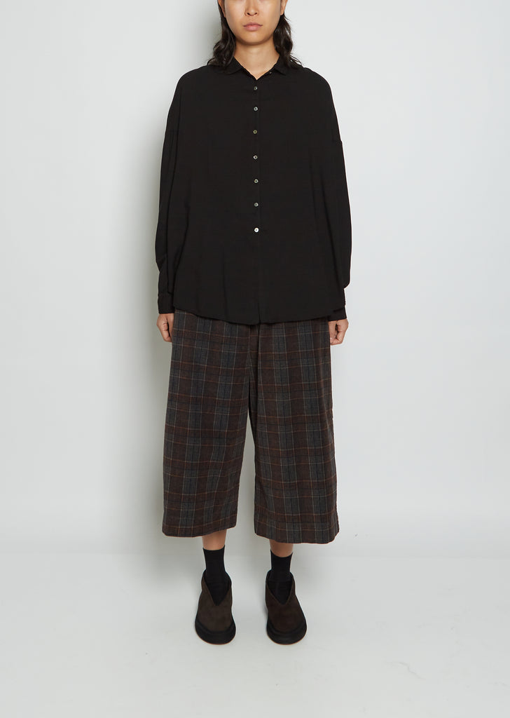 Short Collar Cotton Shirt TVC — Black